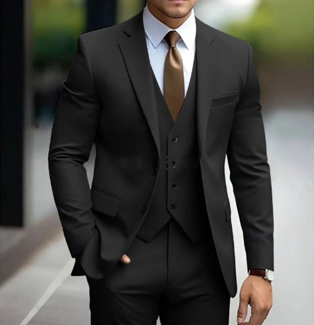 2026 Men‘s 3-Piece Suit Set | Loose Fit Wedding & Business Suit for Big & Tall Gentlemen | Cross-Border Formal Wear | SBT003