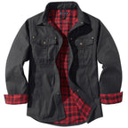 Men's Plaid Jacket Long Sleeve Button-Down Flannel Jacket with Pockets for Streetwear | 3268