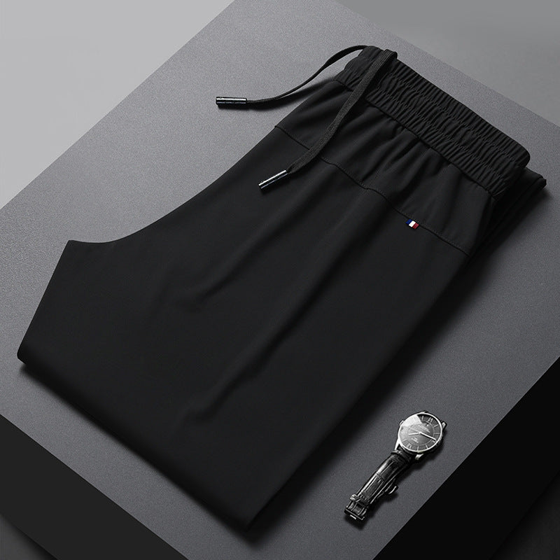 Men’s Quick-Dry Ice Silk Summer Jogger Pants | Lightweight Breathable Straight-Leg Active Trousers | L19-6601