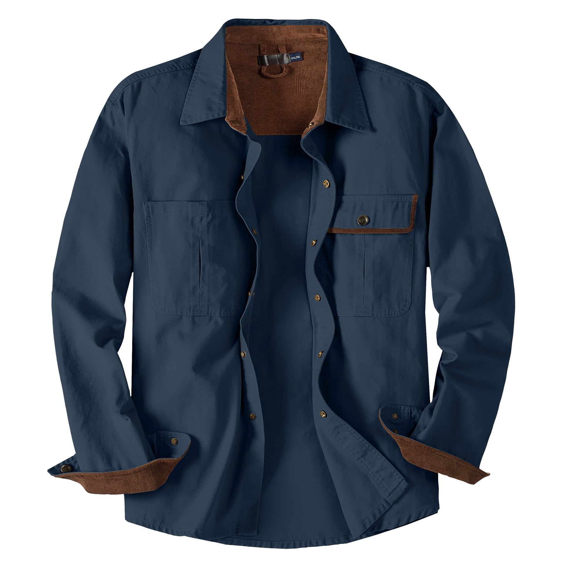 Men's Workwear Pure Cotton Corduroy Shirt with Contrast Color Lapel Plus Size Loose Fit Top | 3261