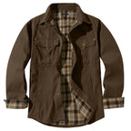 Men's Plaid Jacket Long Sleeve Button-Down Flannel Jacket with Pockets for Streetwear | 3268