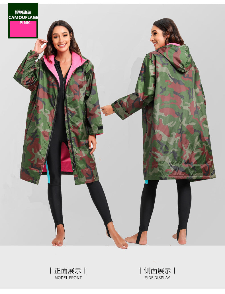 Regatta Dry Robe – Unisex All-Season Camo Hooded Waterproof Windproof Swim Parka with Towel Lining | BCM022