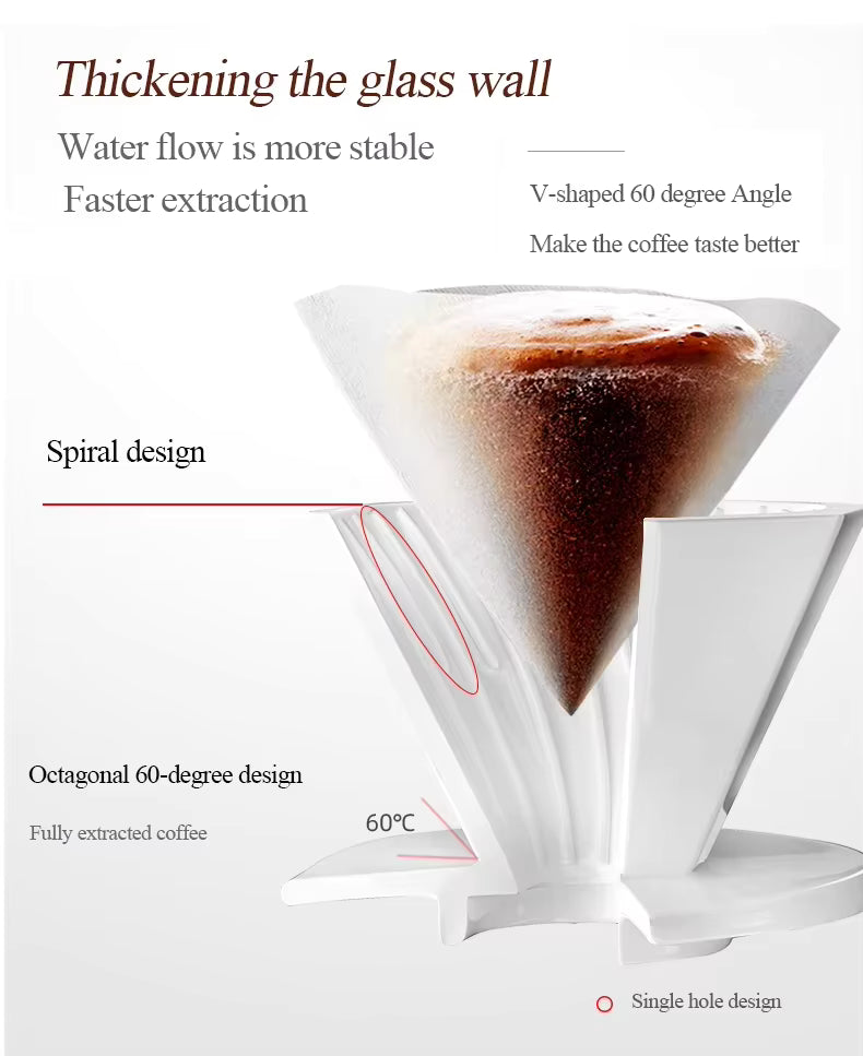 Octagonal Ceramic Coffee Dripper – 1–2 & 1–4 Cup Pour Over Filter Cone UK | NB-0804