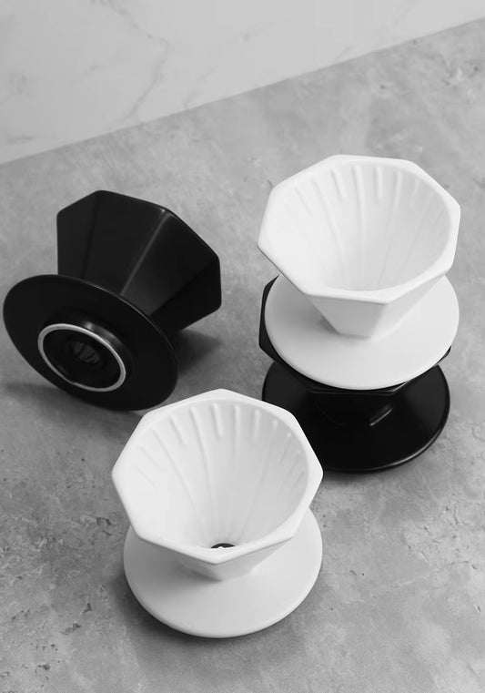 Octagonal Ceramic Coffee Dripper – 1–2 & 1–4 Cup Pour Over Filter Cone UK | NB-0804