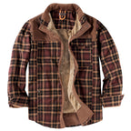 Men's Patchwork Corduroy Plaid Shirt Jacket Plus Size Velvet Lined Casual Winter Top | 3251