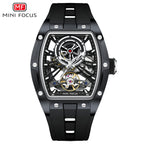 MINIFOCUS MF0603G Skeleton Automatic Watch for Men | Stainless Steel Barrel Case | Mechanical Wristwatch with Luminous Hands | MF0603G