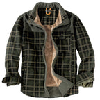 Men's Patchwork Corduroy Plaid Shirt Jacket Plus Size Velvet Lined Casual Winter Top | 3251
