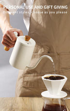 Stainless Steel Pour Over Kettle – 600ml with Wooden Handle, Perfect Kettle for Brewing Coffee UK | NB-ZT2020