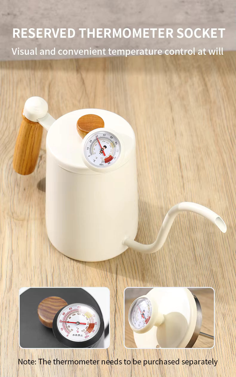 Pour Over Coffee Kettle – 600ml Stainless Steel Hand Drip Kettle with Wooden Handle UK | NB-ZT2020
