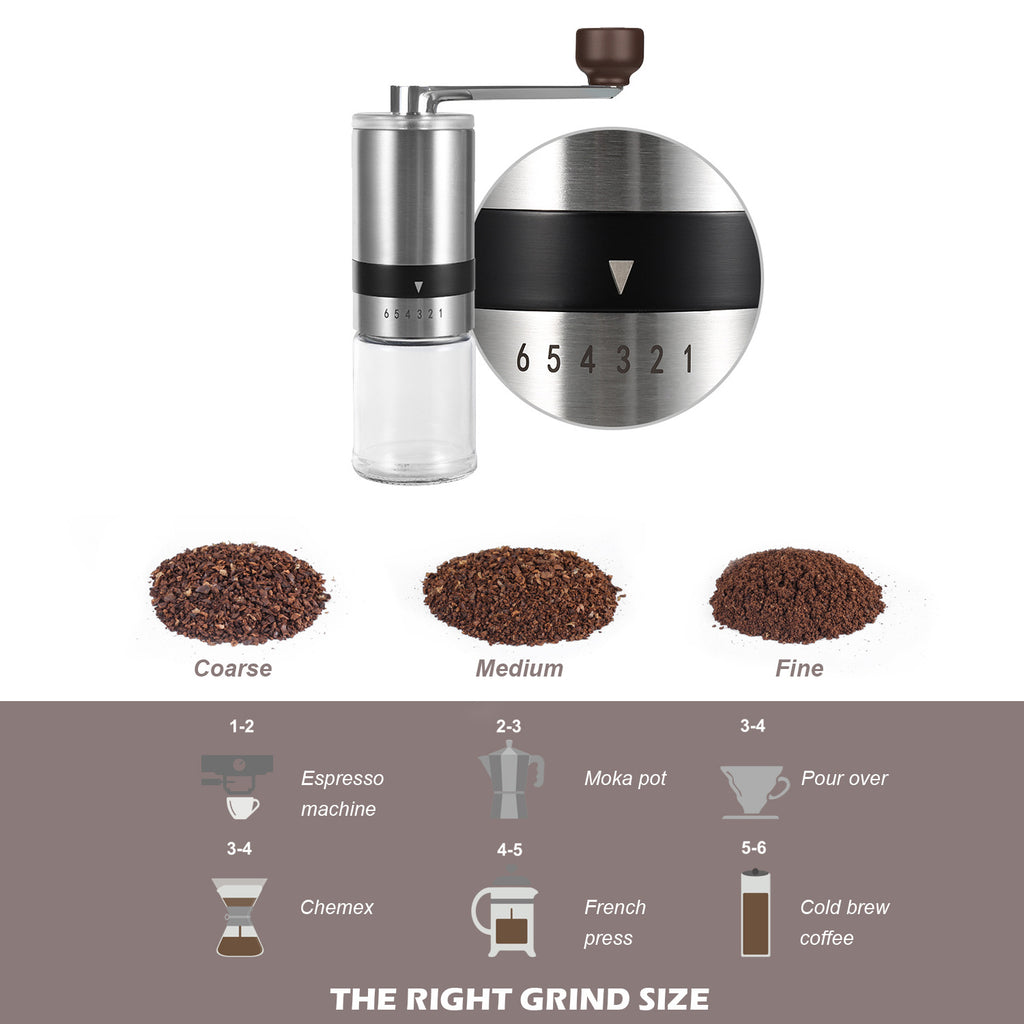 Portable Manual Coffee Grinder – Stainless Steel Hand-Crank Coffee Mill with Ceramic Burr for Home & Outdoor Brewing | 1070165