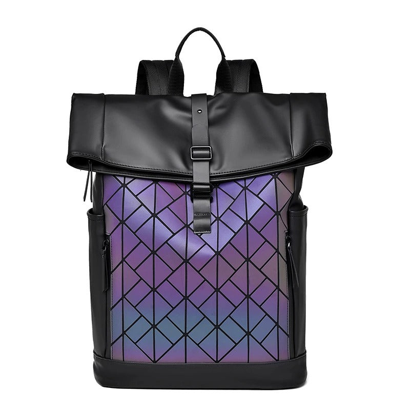 OMASKA Reflective Geometric Backpack – Waterproof, Trendy 14” Laptop Bag | 8605