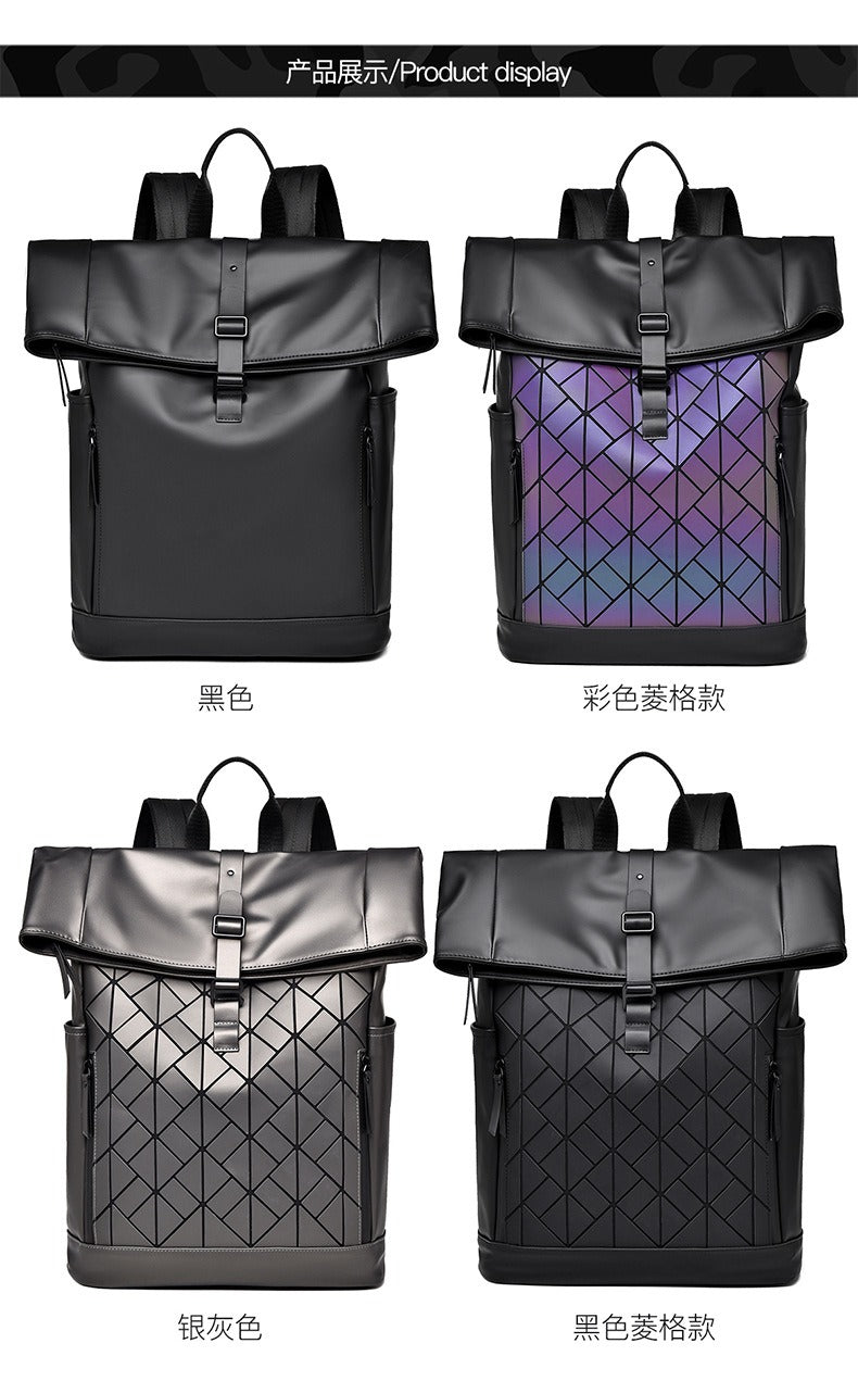 OMASKA Reflective Geometric Backpack – Waterproof, Trendy 14” Laptop Bag | 8605