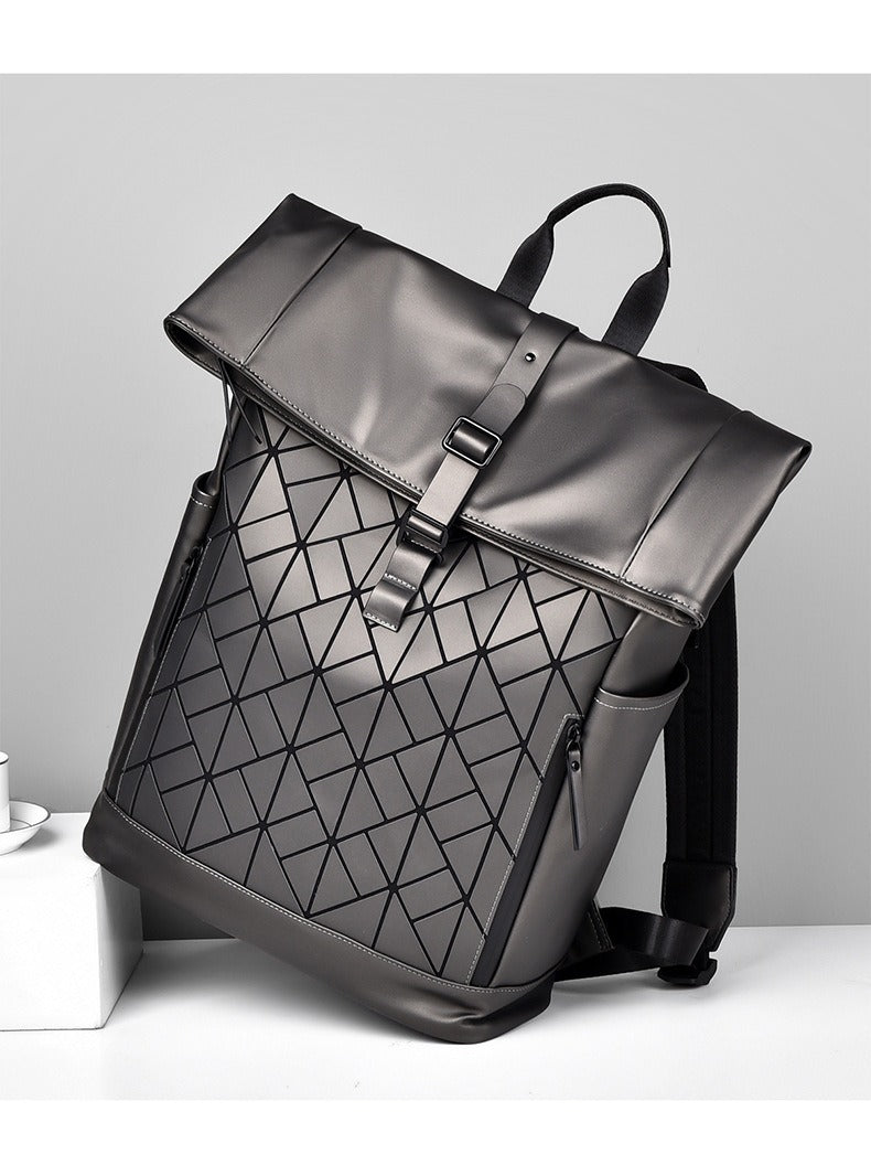 OMASKA Reflective Geometric Backpack – Waterproof, Trendy 14” Laptop Bag | 8605
