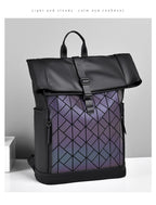 OMASKA Reflective Geometric Backpack – Waterproof, Trendy 14” Laptop Bag | 8605