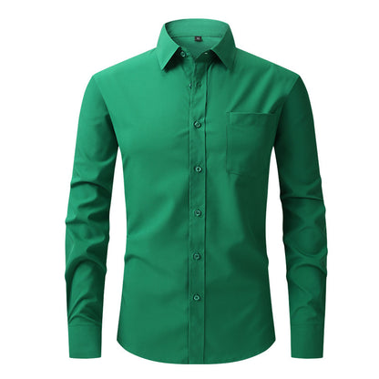 Chemise habillée à manches longues pour homme, coupe slim, élastique, sans repassage | W7 