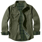 Men's Plaid Jacket Long Sleeve Button-Down Flannel Jacket with Pockets for Streetwear | 3268
