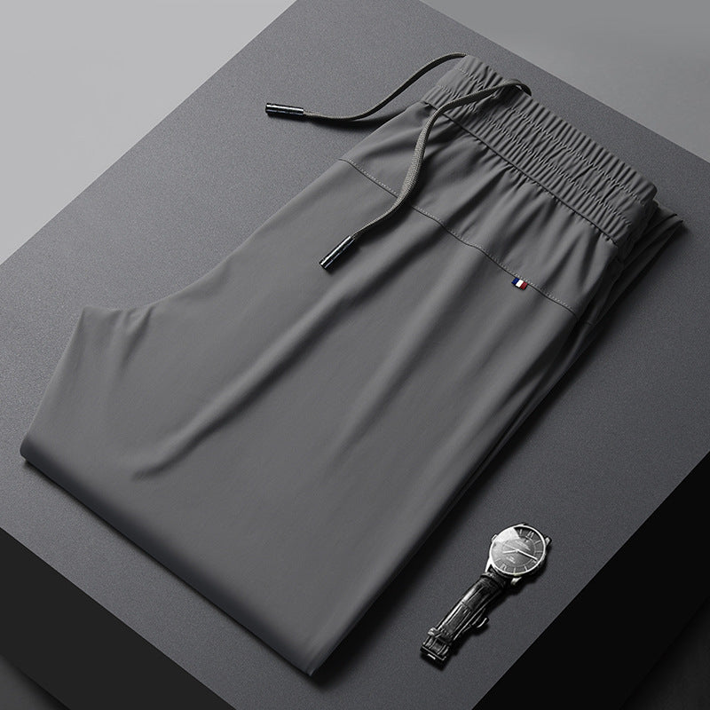 Men’s Quick-Dry Ice Silk Summer Jogger Pants | Lightweight Breathable Straight-Leg Active Trousers | L19-6601