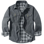 Men's Plaid Jacket Long Sleeve Button-Down Flannel Jacket with Pockets for Streetwear | 3268
