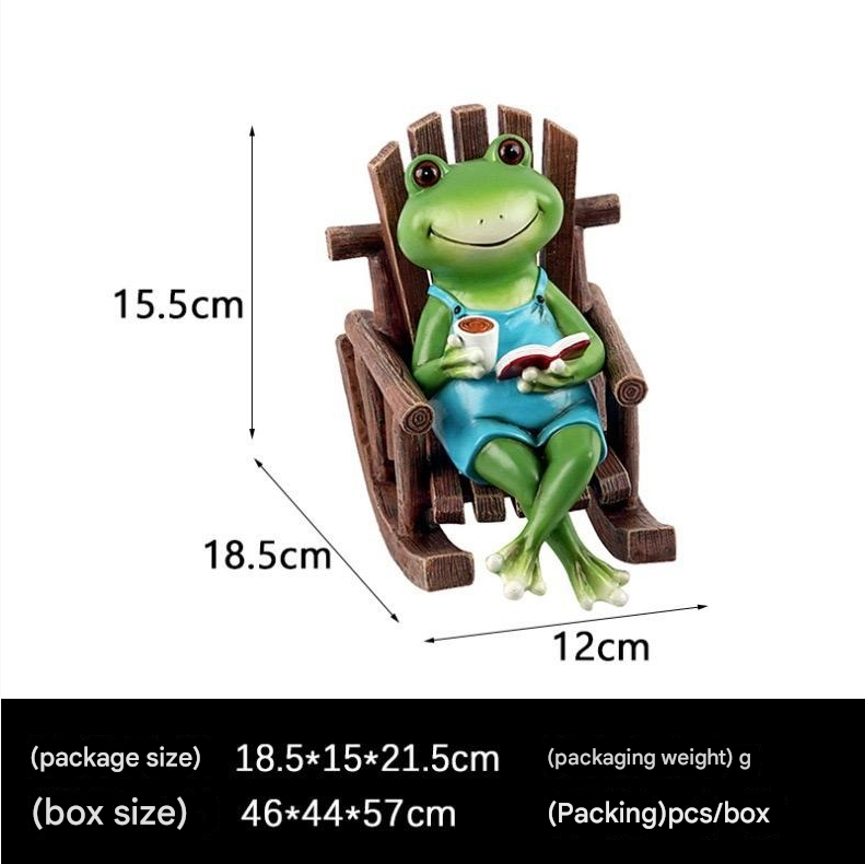 Reading Frog on Rocking Chair Fun Resin Office Desktop Decoration & Unique Birthday Gift | RDW142