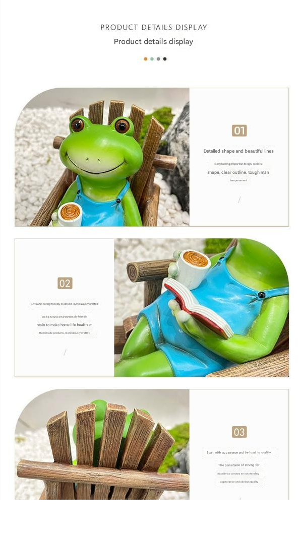 Reading Frog on Rocking Chair Fun Resin Office Desktop Decoration & Unique Birthday Gift | RDW142