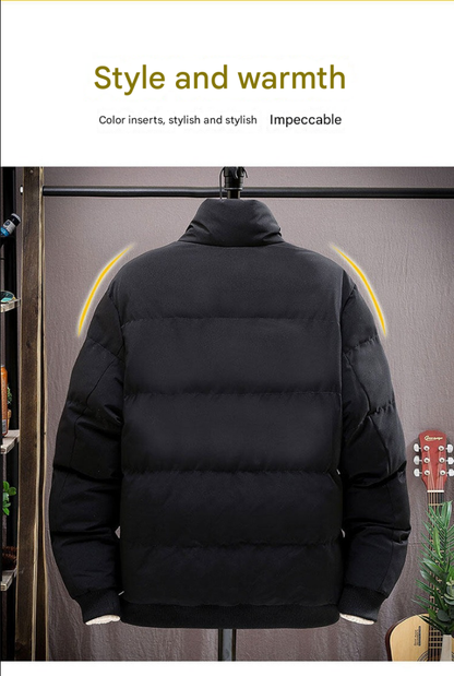 Men's Thick Winter Down Jacket – Warm Stand Collar Cotton Coat for European Winters 8668