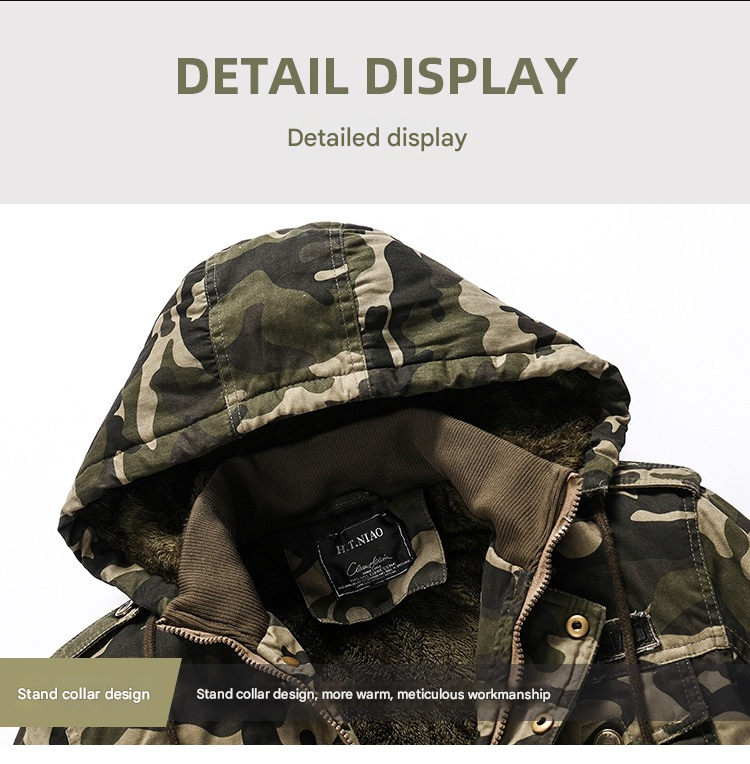 Veste à capuche épaisse et chaude en jersey de camouflage militaire de taille occidentale | K-7711 