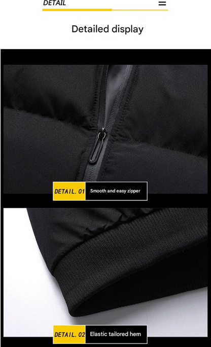 Men's Thick Winter Down Jacket – Warm Stand Collar Cotton Coat for European Winters 8668