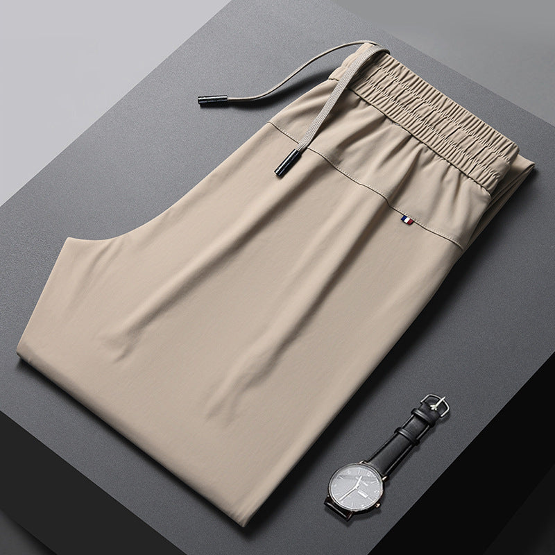 Men’s Quick-Dry Ice Silk Summer Jogger Pants | Lightweight Breathable Straight-Leg Active Trousers | L19-6601