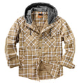 Men's Plaid Checked Shirt Jacket Plus Size Velvet Lined Windproof Warm Hooded Cotton Coat | 3252
