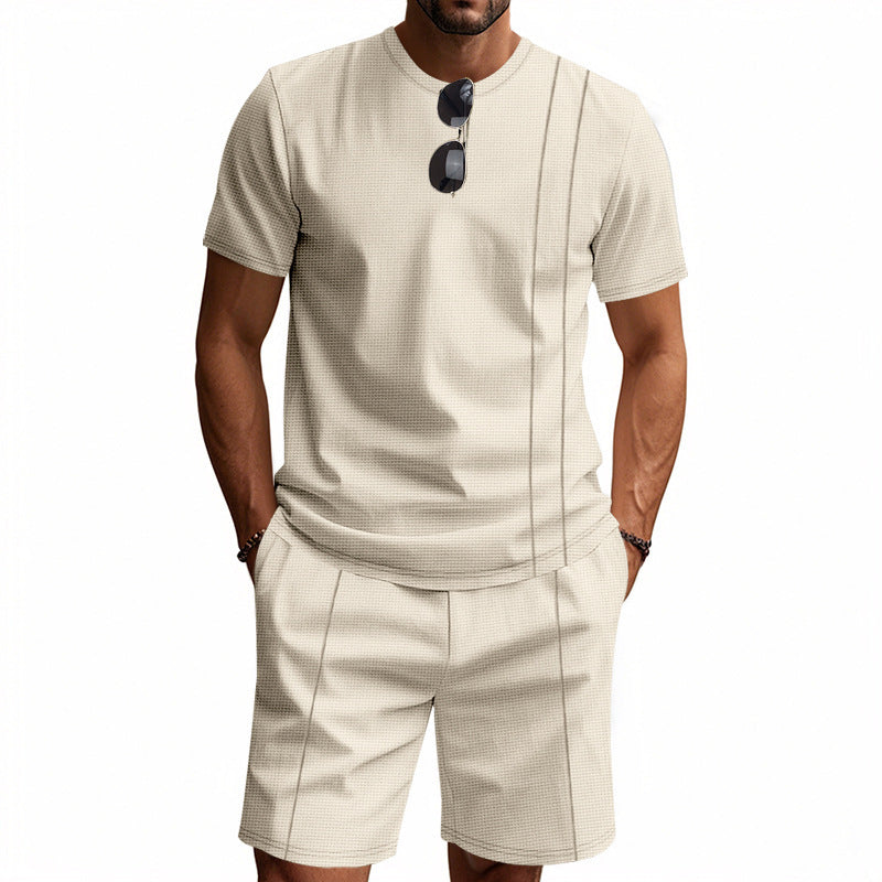 Men's Waffle Texture Lounge Set - 2025 Spring Summer Casual Two-Piece Outfit | CY20