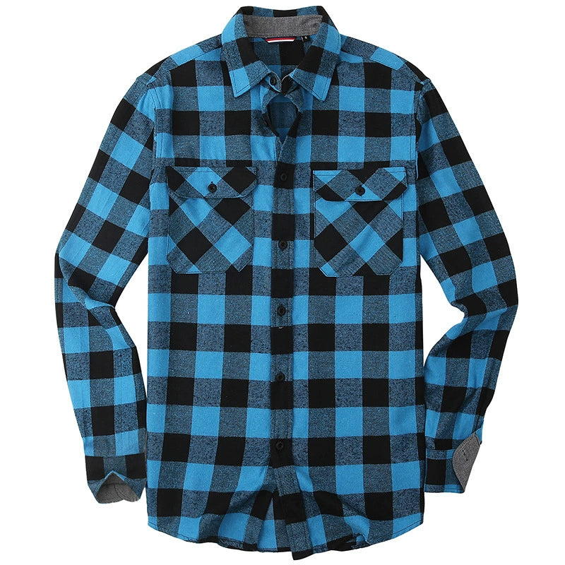 Men's Plaid Flannel Grinding Warm Shirt – European & American Casual Style | flr