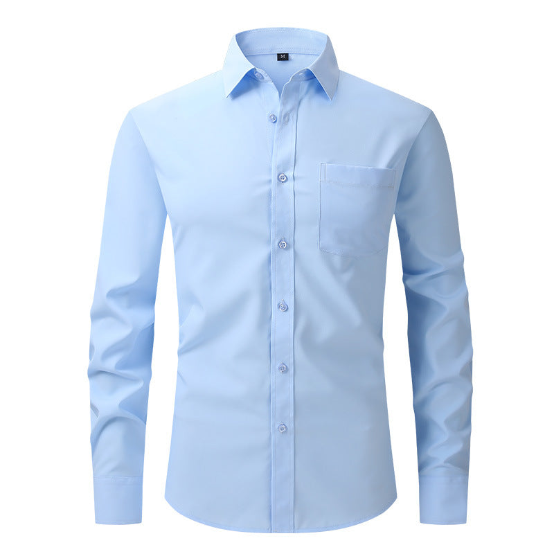 Chemise habillée à manches longues pour homme, coupe slim, élastique, sans repassage | W7 