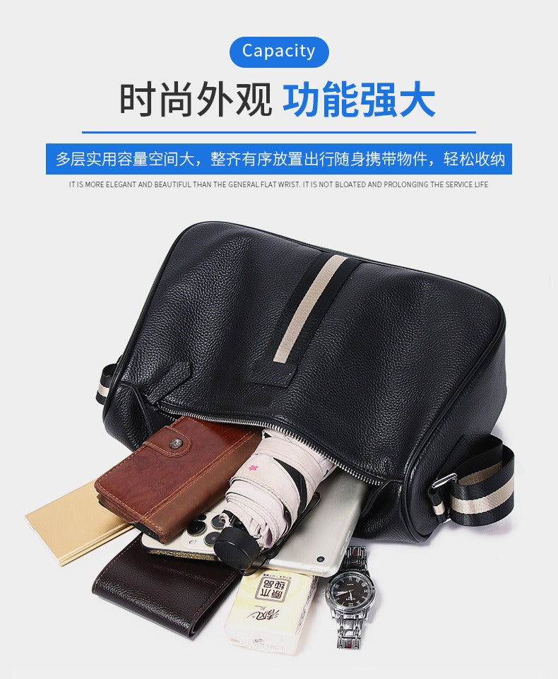 Cafen Kelvri Men’s Leather Shoulder Bag – Genuine Cowhide Crossbody Satchel UK | 88530-1