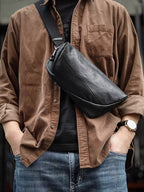 Cafen Kelvri Men’s Leather Crossbody Bag – Genuine Cowhide Shoulder Chest Bag UK | 2712D