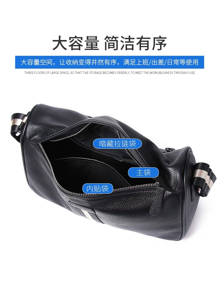 Cafen Kelvri Men’s Leather Shoulder Bag – Genuine Cowhide Crossbody Satchel UK | 88530-1