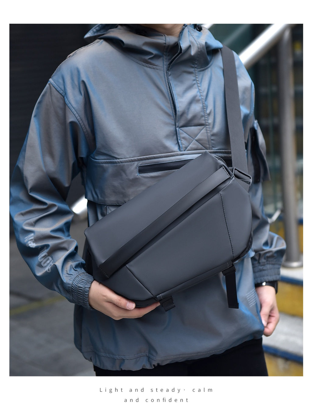 OMASKA Men’s Chest Bag – Expandable 6L Crossbody Sling | 5166