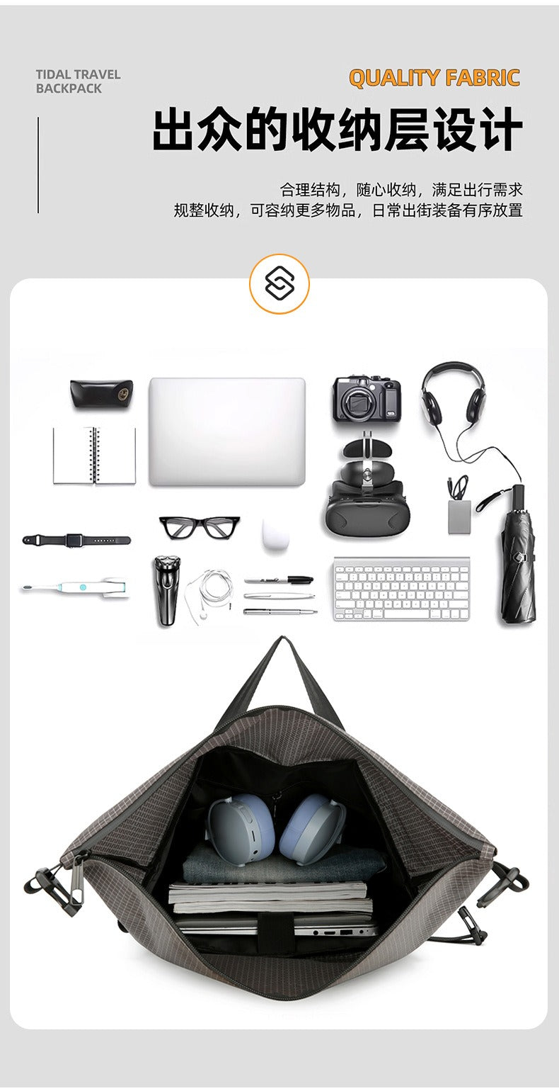 Men’s Roll-Top Backpack – 20–35L Expandable, Laptop & Travel Bag | K001