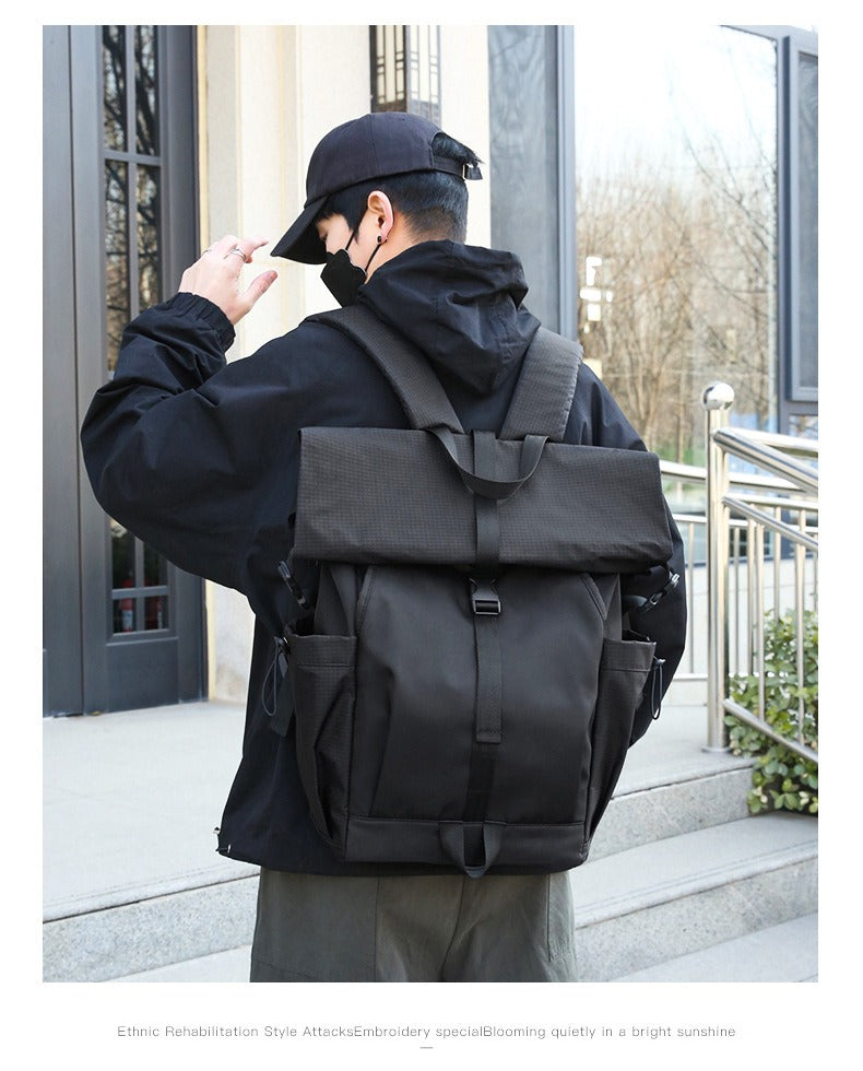 Men’s Roll-Top Backpack – 20–35L Expandable, Laptop & Travel Bag | K001