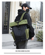 Men’s Roll-Top Backpack – 20–35L Expandable, Laptop & Travel Bag | K001