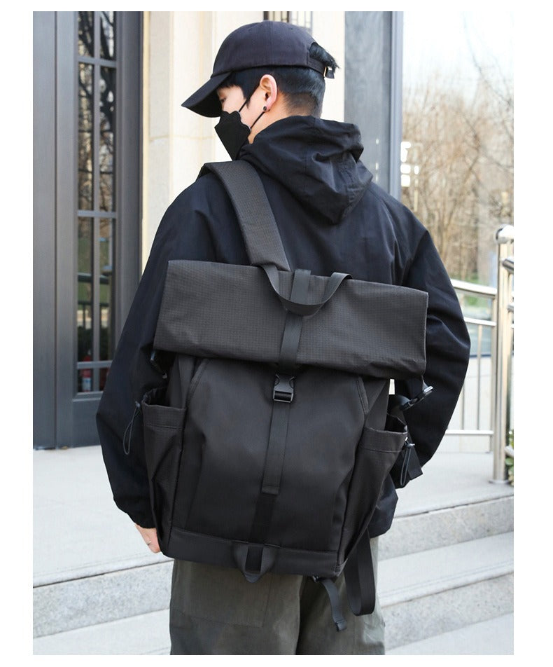 Men’s Roll-Top Backpack – 20–35L Expandable, Laptop & Travel Bag | K001