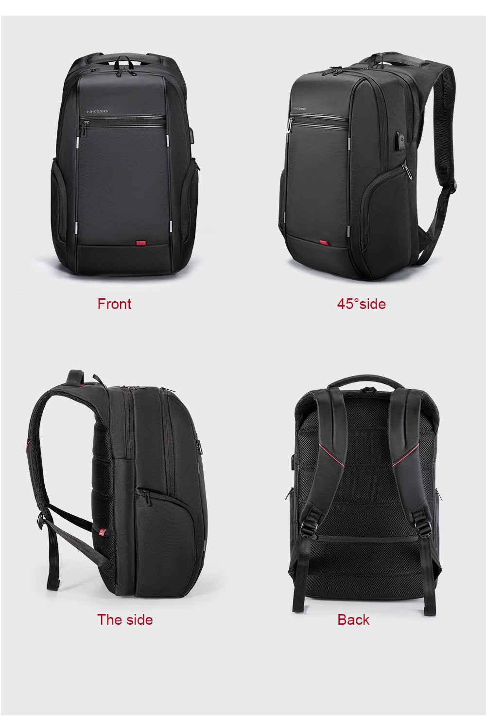 Kingsons Travel Laptop Backpack – USB Charging, Anti-Theft, Waterproof | 3140