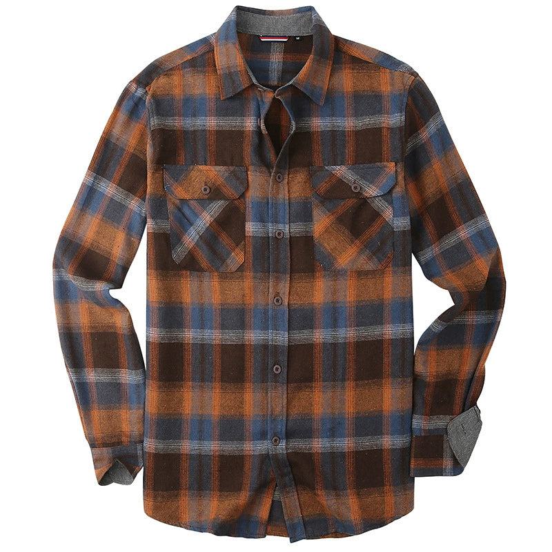 Men's Plaid Flannel Grinding Warm Shirt – European & American Casual Style | flr