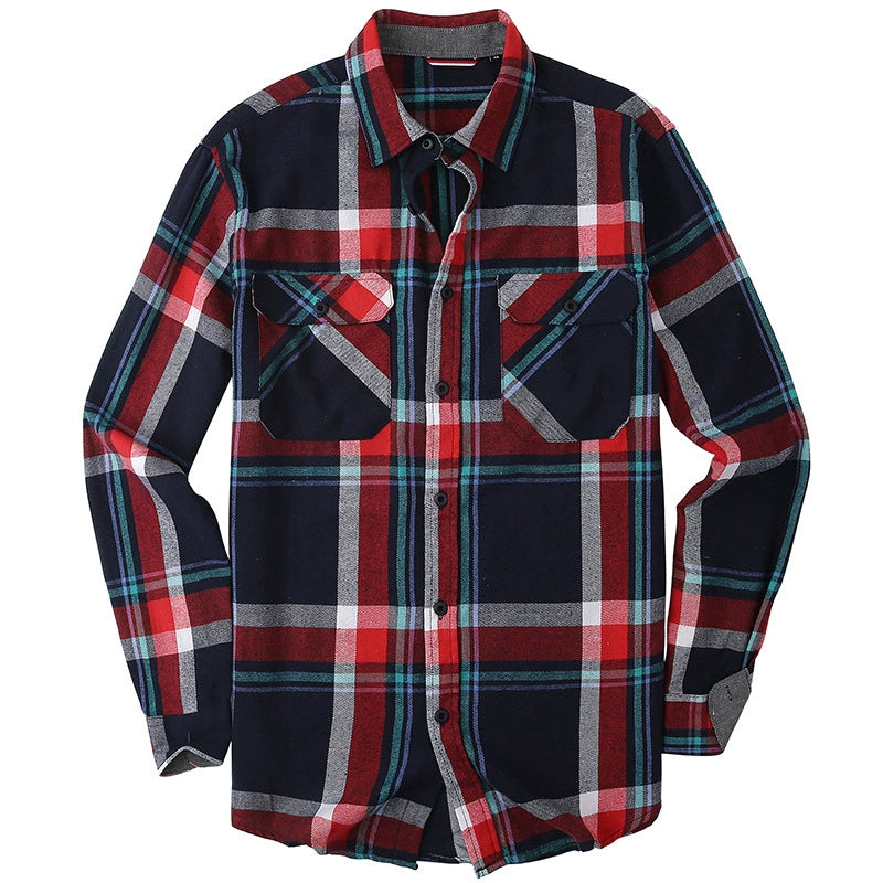 Men's Plaid Flannel Grinding Warm Shirt – European & American Casual Style | flr