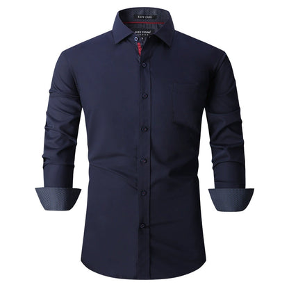 Men's Bamboo Fiber Long-Sleeved Shirts - Solid Color, Breathable & Non-Iron Casual Shirt | S01