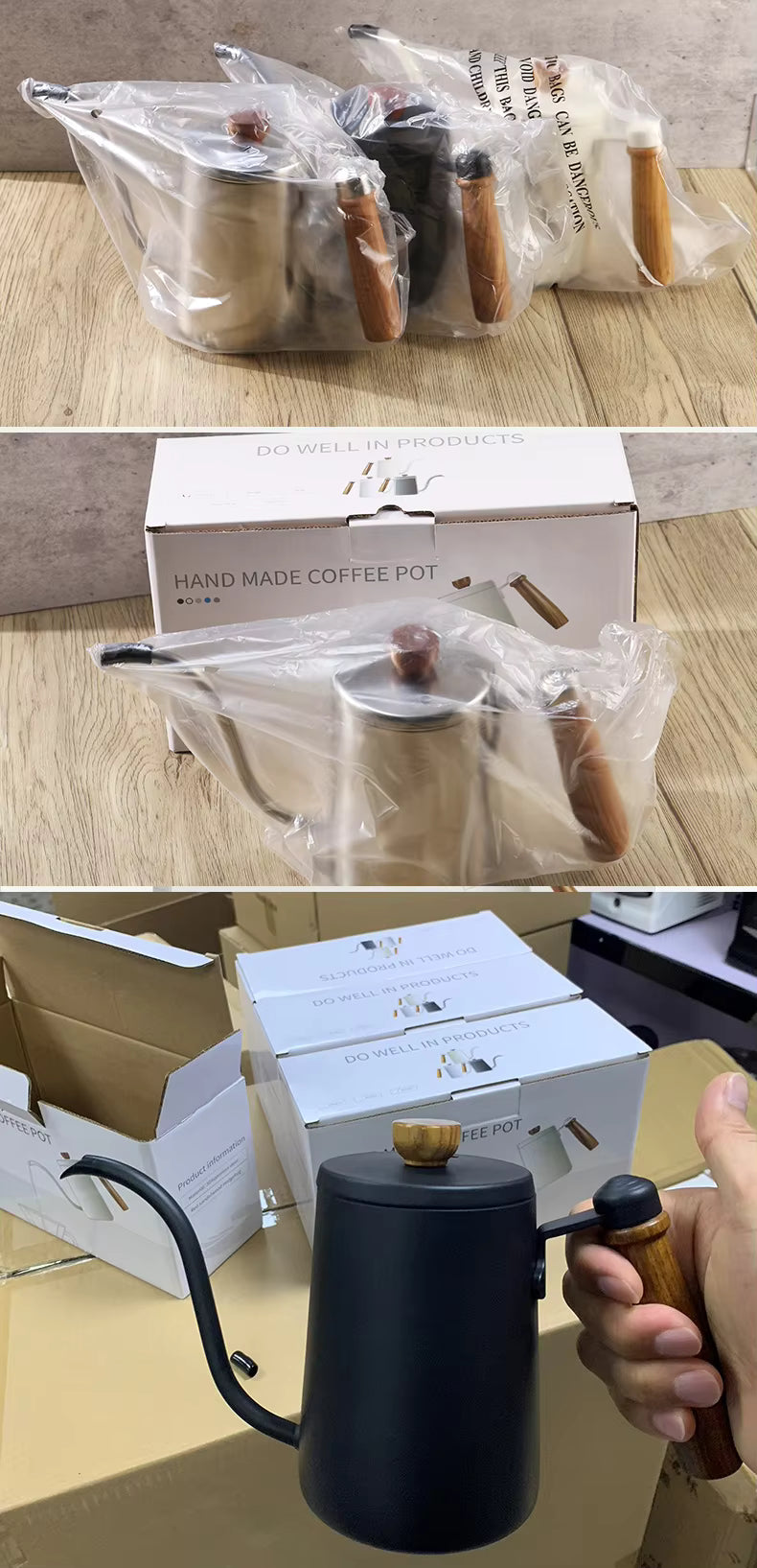 Stainless Steel Pour Over Kettle – 600ml with Wooden Handle, Perfect Kettle for Brewing Coffee UK | NB-ZT2020