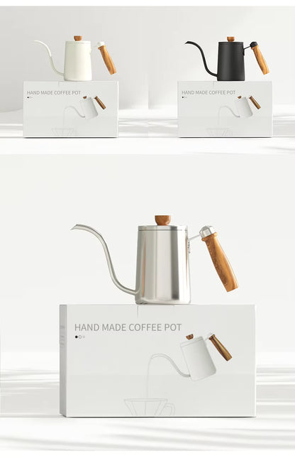 Pour Over Coffee Kettle – 600ml Stainless Steel Hand Drip Kettle with Wooden Handle UK | NB-ZT2020