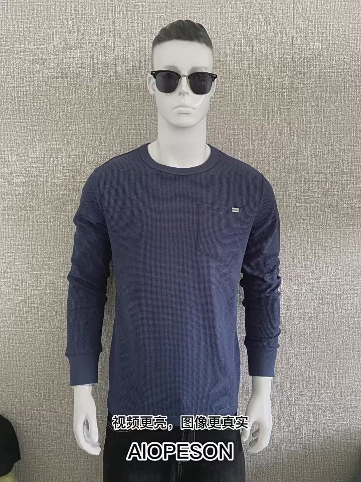 Men's Long Sleeve Heavyweight Crew Neck Solid Color Fit T-Shirt | TS1078