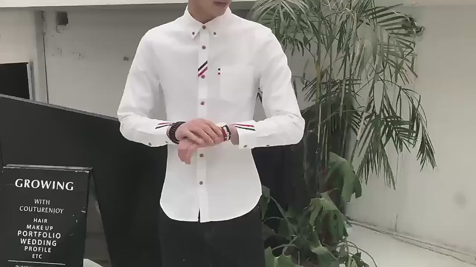 Men's Business Casual Long Sleeve Shirt Solid Color Slim Fit Shirt