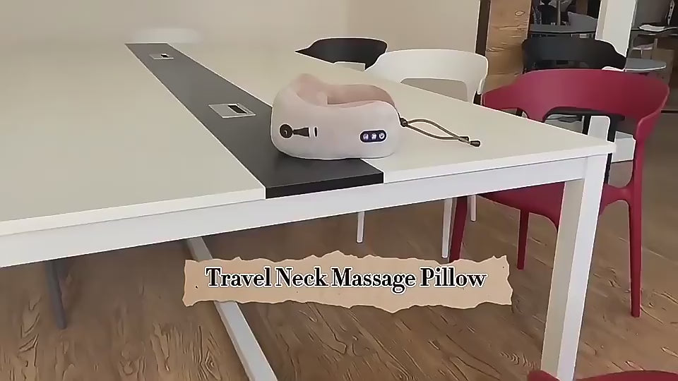 Electric Rechargeable Travel Pillow Relax Massager Heated Vibrating Soft Neck Massage