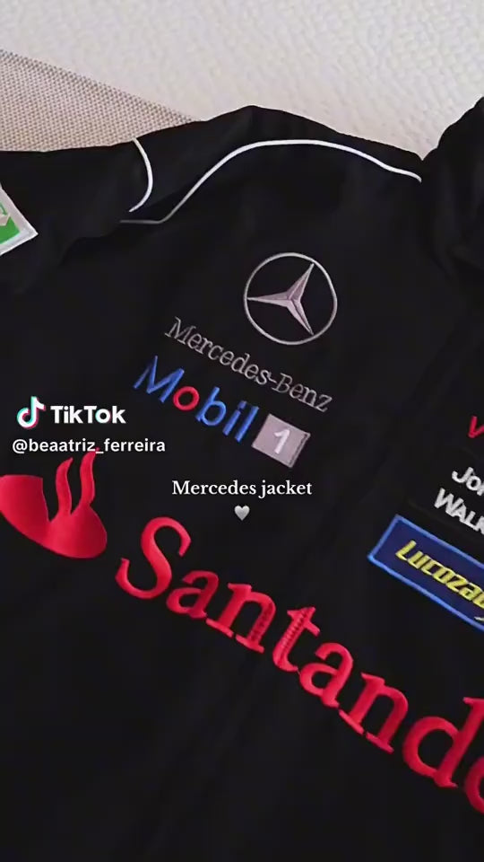 F1 Mercedes-Benz Full Embroidery Racing Jacket | Official Team Style Moto Jacket for Street & Track | BZ08